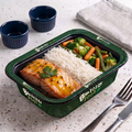 Salmon with Passionfruit Sauce, Rice & Veggies